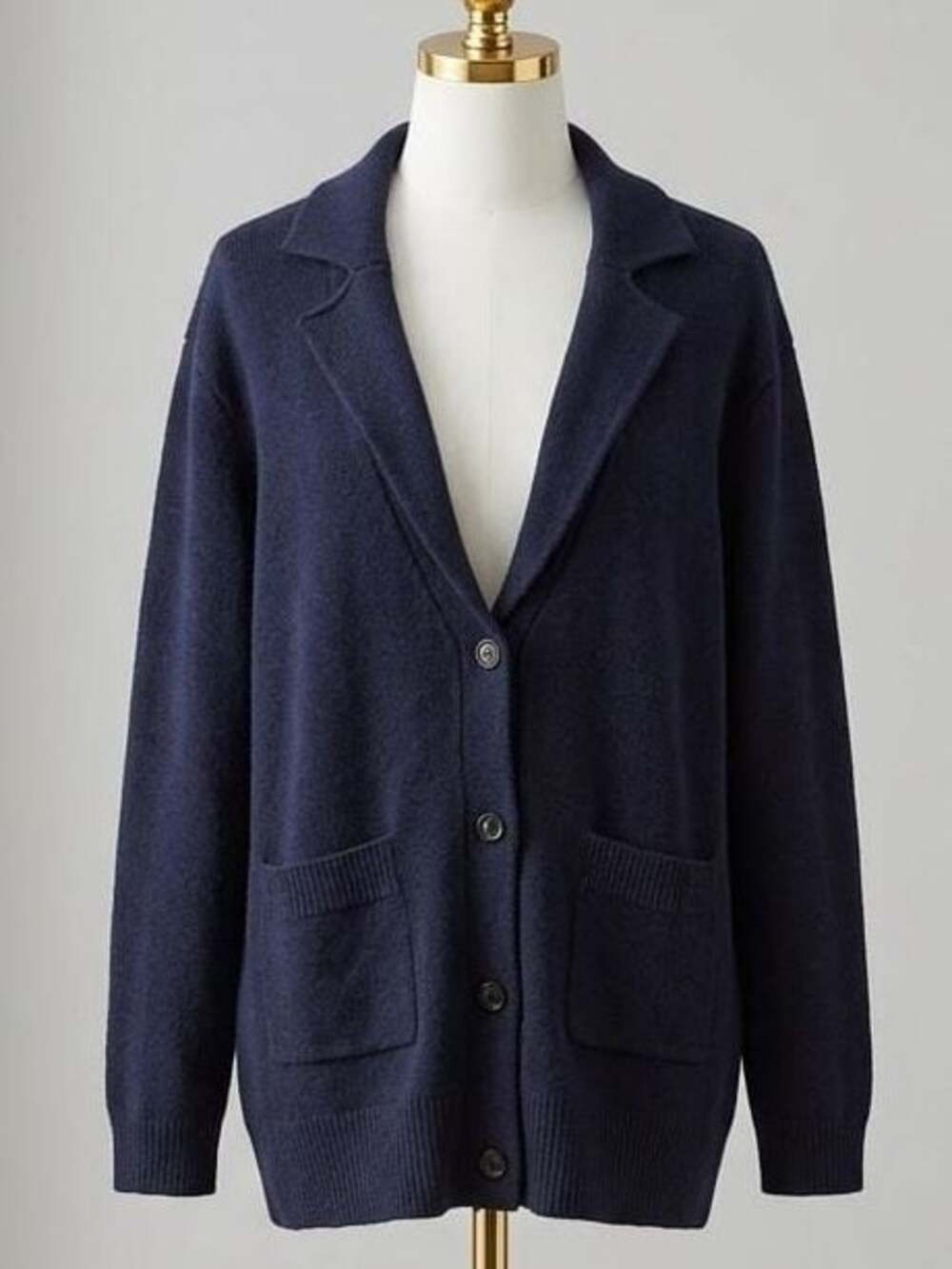 Plus Size 22-24 3X BloomChic Blue Patched Pocket Button Collar Sweater Cardigan